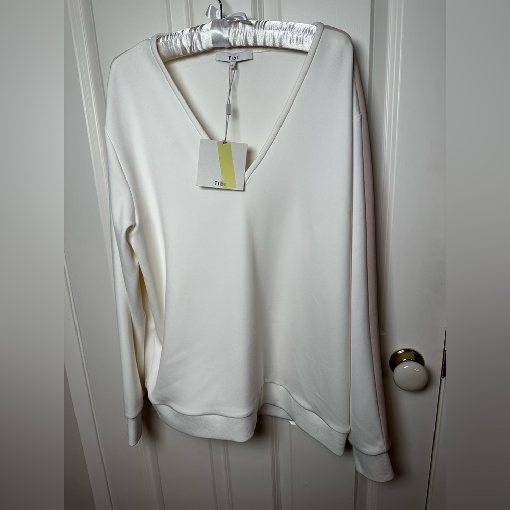 Tibi Cream V-Neck Top brand new with tag size large